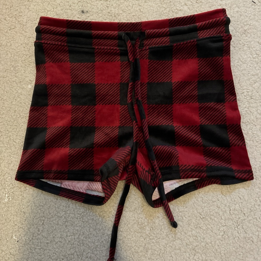 American Eagle Outfitters Red and Black Plaid Pajama Shorts